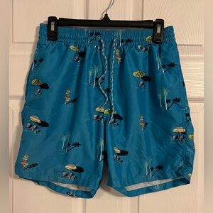 Goodfellow & Co Boys Swim Trunks Size Small Blue With Beach Scene